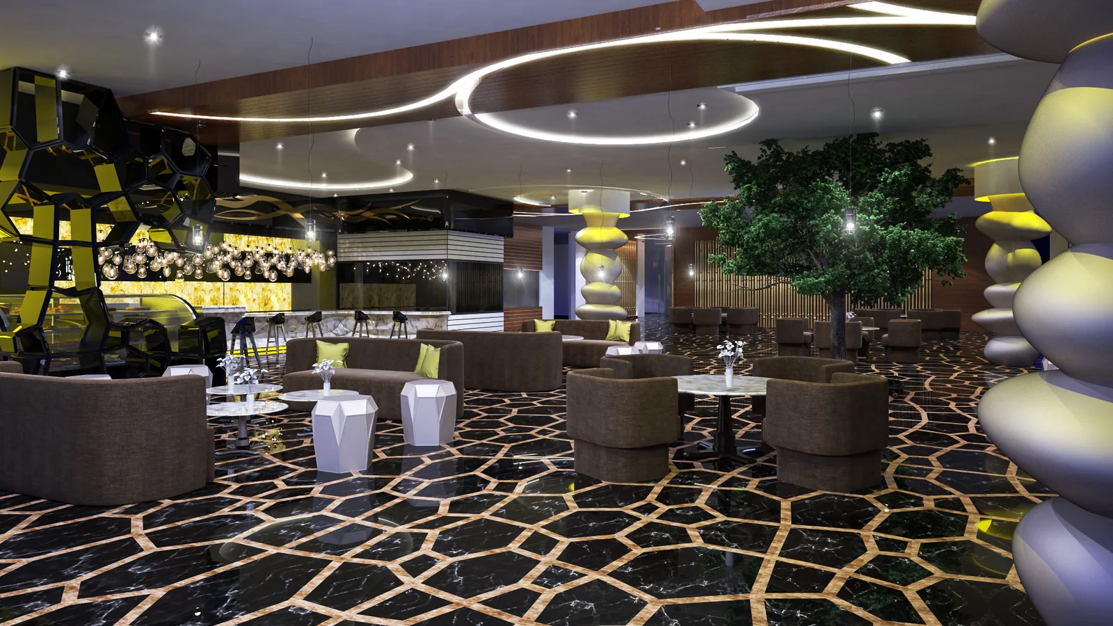 Hotel lounge & banquet floor — Hospitality interior